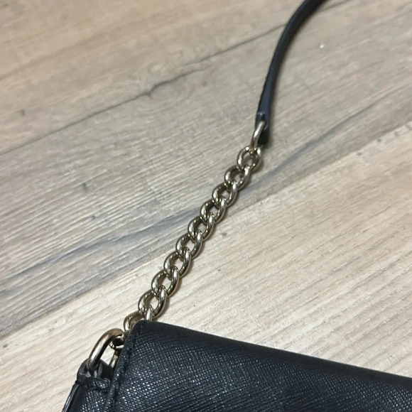 Kate Spade Black Leather Flap Crossbody Bag with silver hardware details - Picture 4 of 14